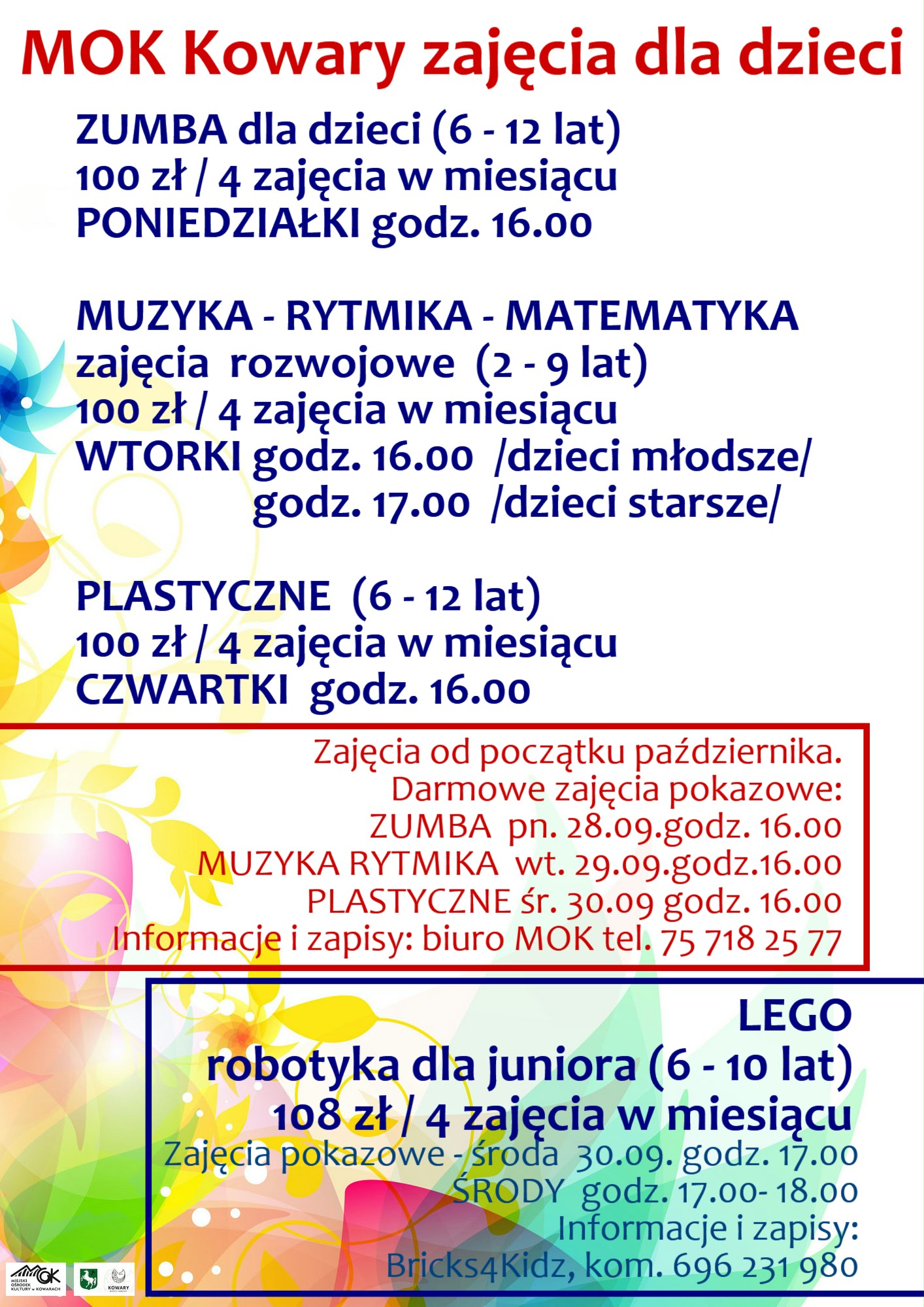 Zapraszamy na zajęcia do MOK-u
